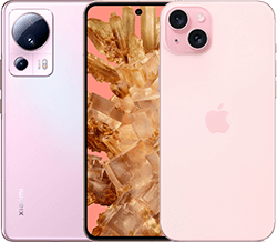 Handys in pink in der Übersicht