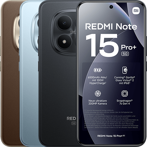 Xiaomi Redmi Note 15 Pro+ (5G) in verschiedenen Ansichten