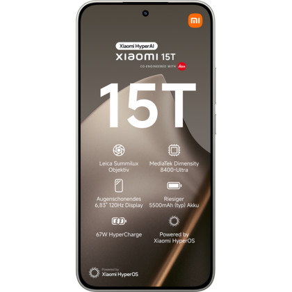 Xiaomi 15T grau 512 GB | 12 GB RAM + 100 GB congstar Allnet Flat M mit GB+ Vertrag