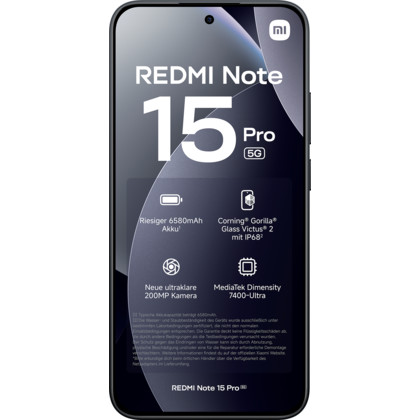 Xiaomi Redmi Note 15 Pro (5G) black 256 GB | 8 GB RAM + 30 GB congstar Allnet Flat S mit GB+ Vertrag