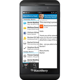 BlackBerry Z10 – Neues OS BlackBerry 10, riesiger Touchscreen und 8-Megapixelkamera