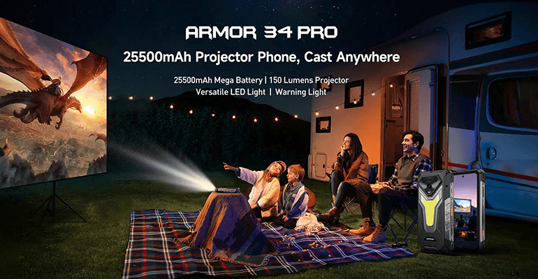 Ulefone Armor 34 Pro – Outdoor-Smartphones mit integriertem DLP-Projektor