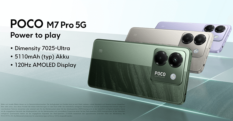 Xiaomi Poco M7 Pro: 120Hz-AMOLED, Dimensity 7025-Ultra und Sony-Kamera zum Sparpreis